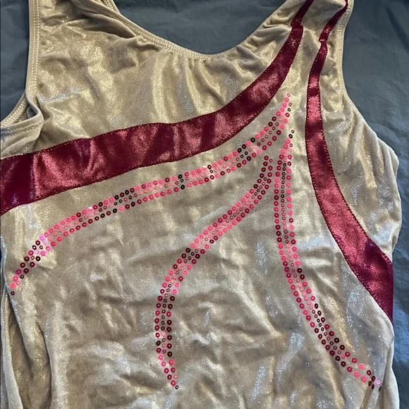 GK Gold and Red Gymnastics Leotard adult large - Picture 2 of 2